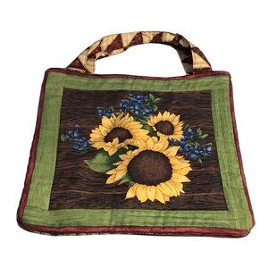 Sunflower Bag Handmade Shopping Crafting Reusable Birdhouse Blueberries 14”x 16”